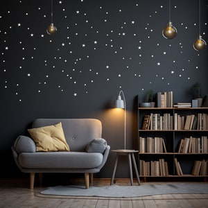 White Stars Wall Vinyl Stickers Elegant Peel and Stick Art Map Stickers for Ceiling Decor Bedroom or Living Room Wall Enchantment zdjęcie 8