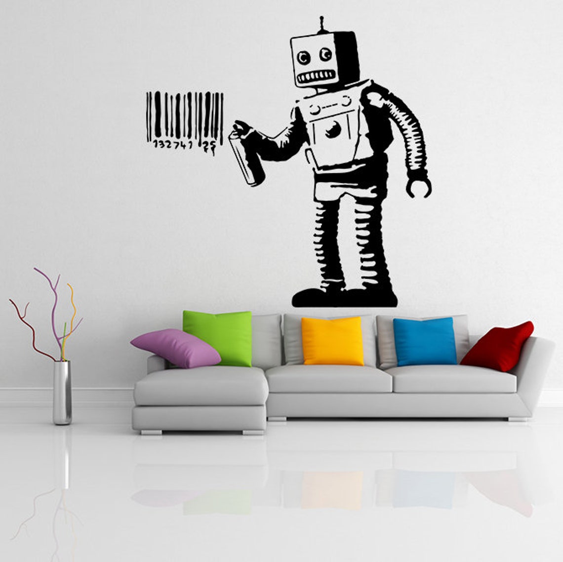 Banksy Barcode Robot Wall Vinyl Sticker Street Art Graffiti Etsy