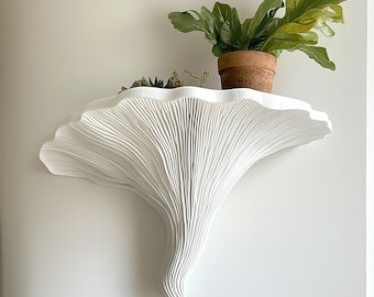 Étagère pour champignons queue de dinde | étagère murale imprimée en 3D | flottante sculpturale | Décoration murale organique blanc mat | Décoration intérieure inspirée des champignons