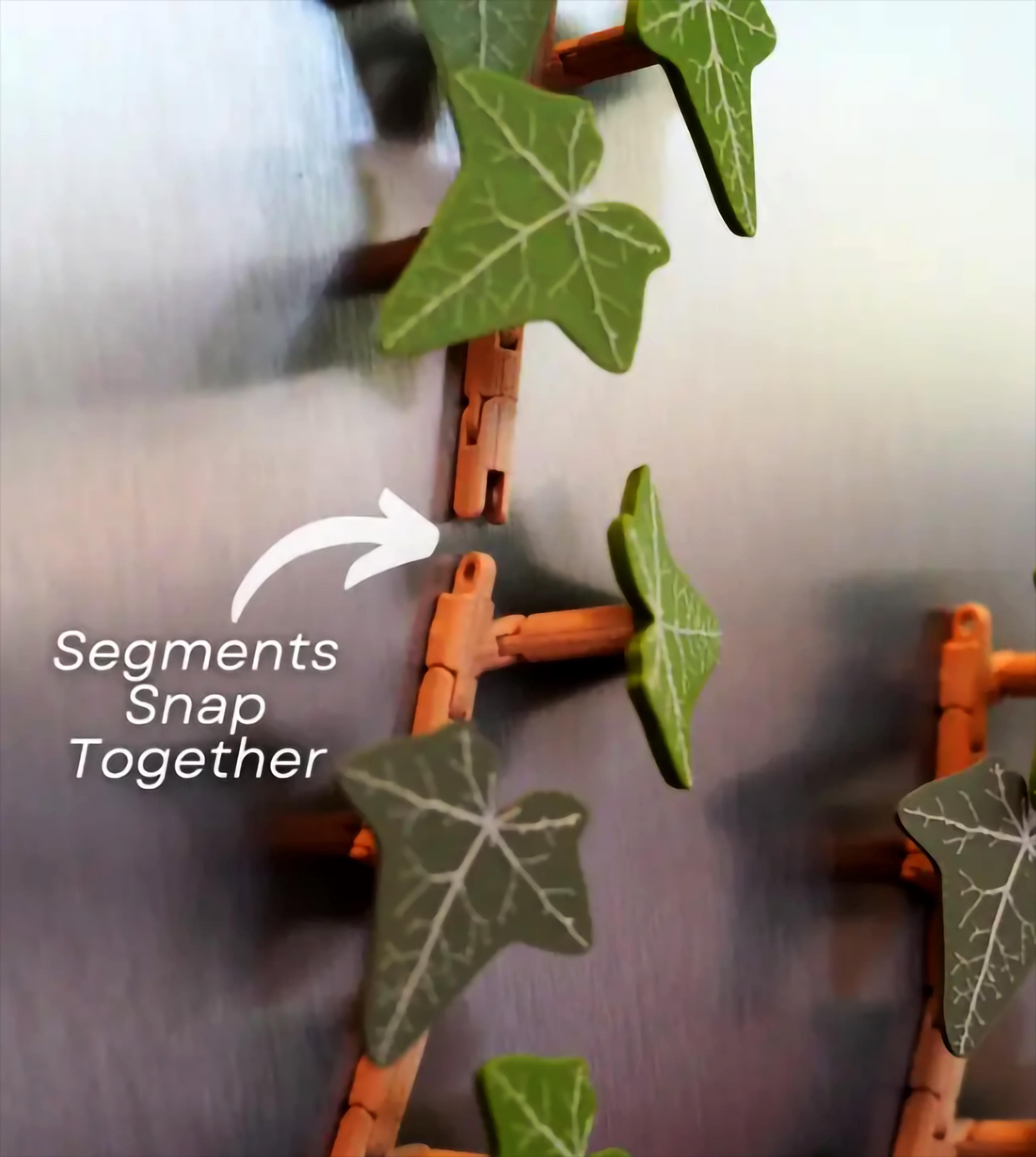 English Ivy Fridge Magnet | Flexible Climbing Magnet Vine | Articulated Ivy for Fridge | Magnetic Leaf Decor 3D Printed Ivy Magnet Organizer