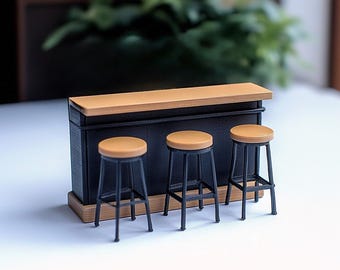 ミニチュアバーカウンターセット 1:12スケール ドールハウス家具