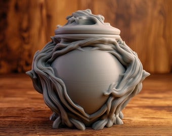 Goblincore Woodland Erinnerungsurne mit Deckel | 3D Gedruckt Haustier Asche Erinnerungsbehälter für Wald Regal Dekor Tribute Display Geschenk Akzent