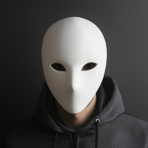 Blank Face Mask | Minimalist Cosplay Mask | White or Colorful Costume Mask | 3D Printed Mask for Halloween & Events