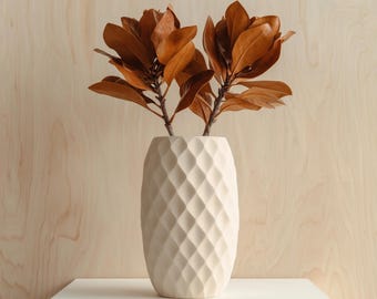 Vase diamant imprimé en 3D | Cache-pot géométrique moderne | Vase décoratif minimaliste | Vase en plastique PLA pour fleurs séchées, décoration bohème