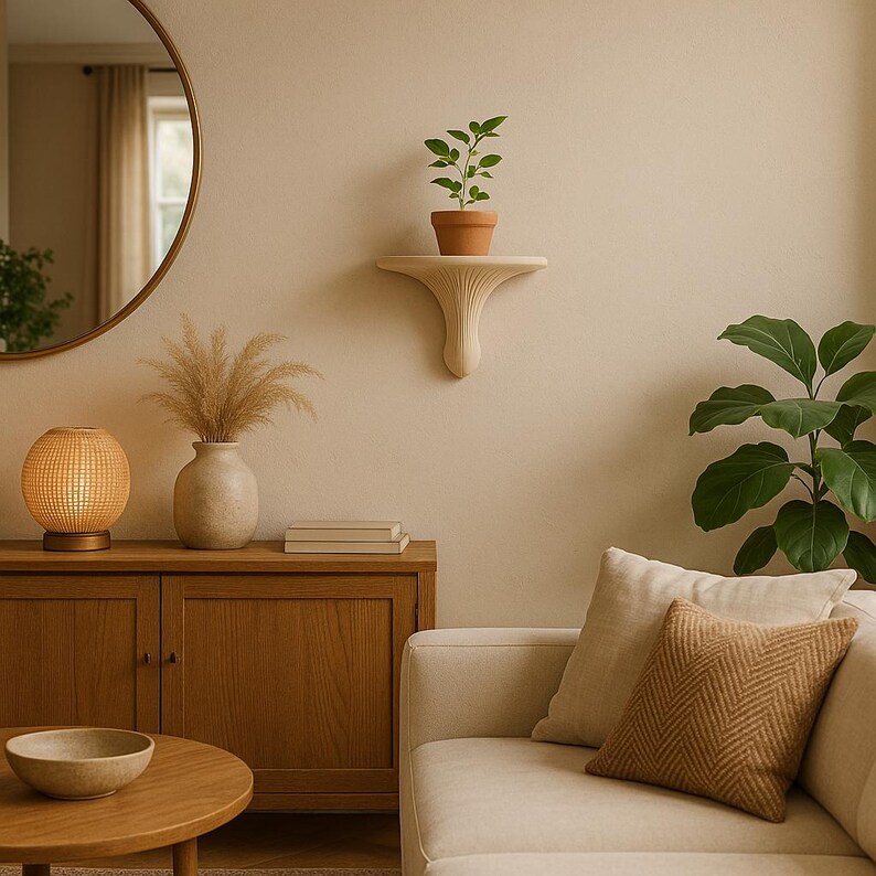 3D Printed Mushroom Wall Shelf | Floating Shelf | Organic Modern Decor | Wabi Sabi Japandi Shelf | Nature Inspired Wall Art image 5