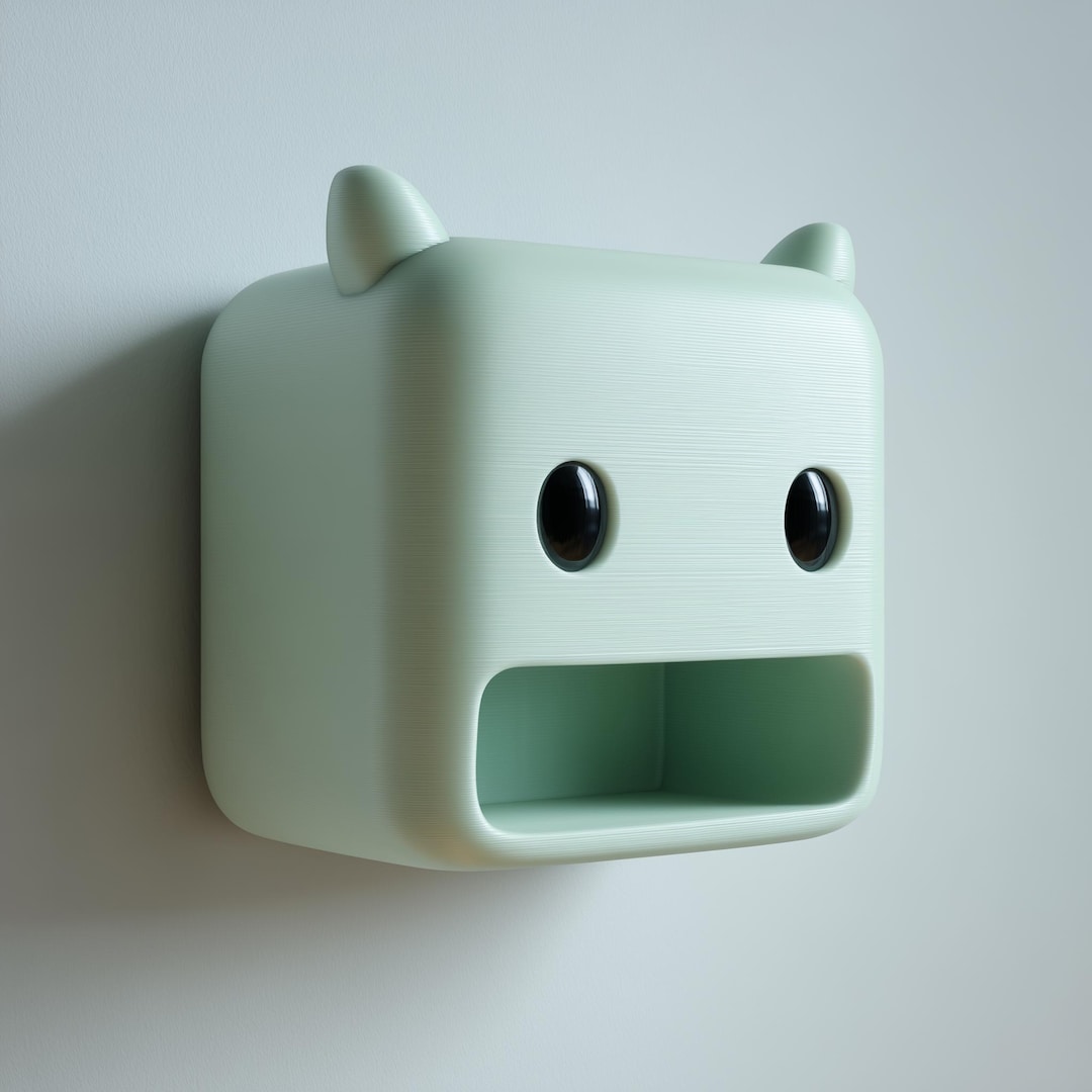 3D Printed Monster Wall Storage Cubby | Cute Kawaii Face Shelf for Keys ...
