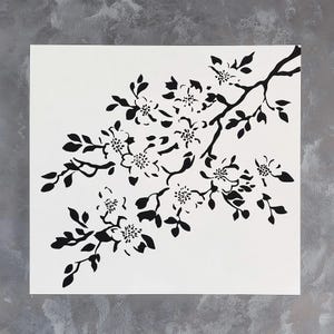 桜のステンシル | 花の枝のステンシル | 再利用可能な DIY クラフト ステンシル | 壁や木にペイントするステンシル | 3D プリントのツリー ステンシル
