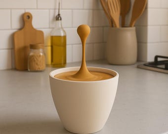 Floating Coffee Drop Sculpture | 3D Printed Espresso Macchiato Art | Unique Coffee Lover Gift | Barista Desk Decor | Modern Cafe Decor