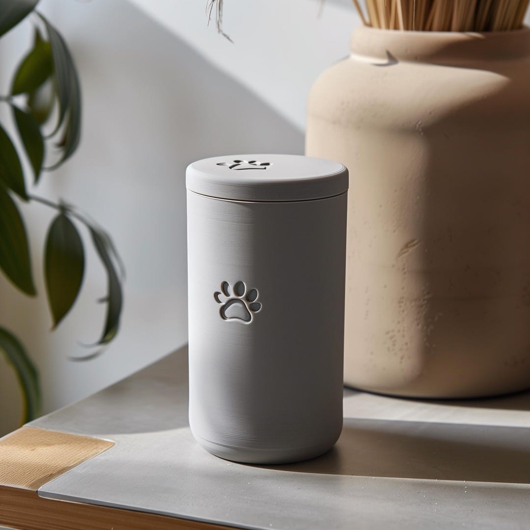 Pet Ashes Urn With Paw Print | 3D Printed Minimal Cremation Keepsake ...