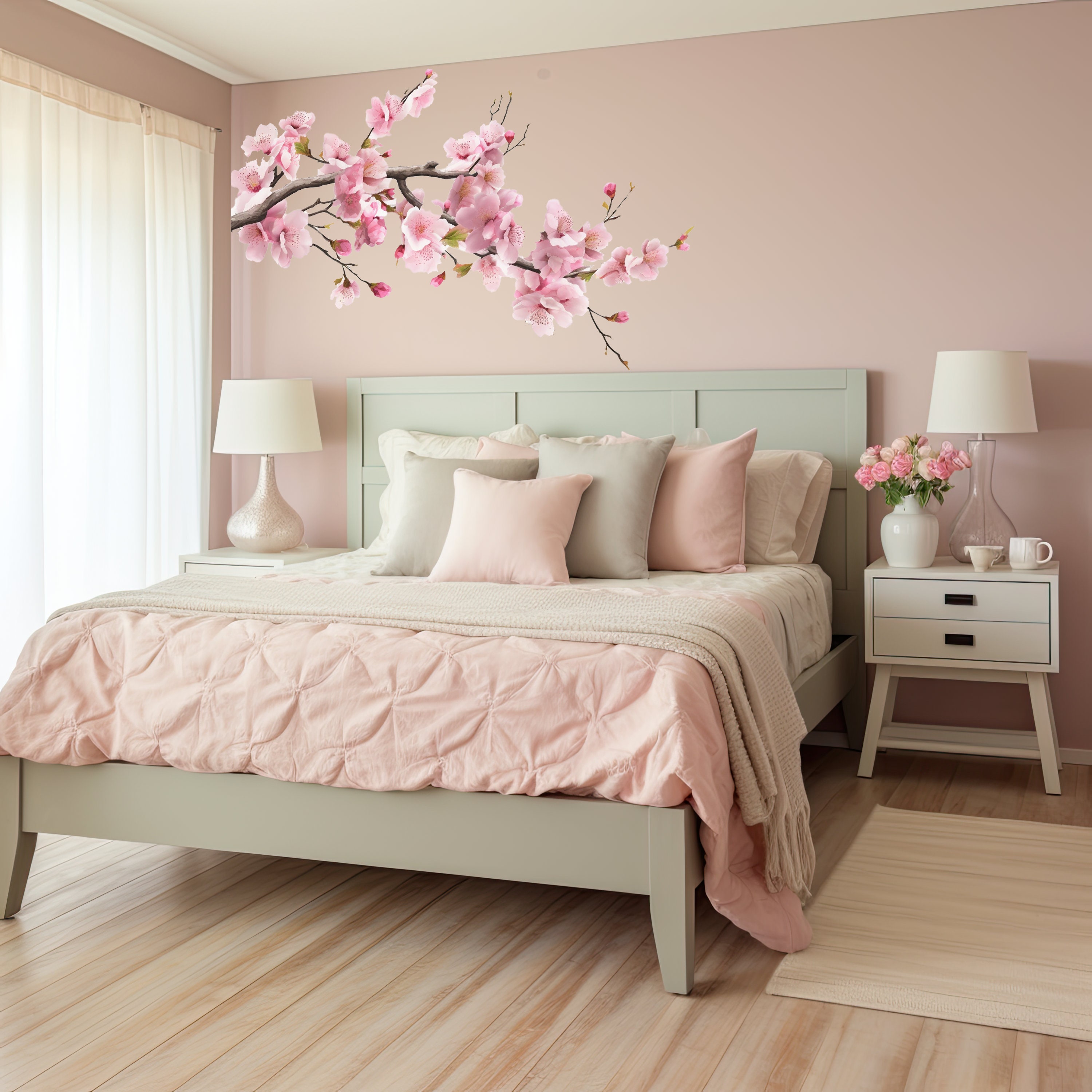 Pink Cherry Blossom Tree Branch Wall Decal - Serene Nursery Vinyl ...