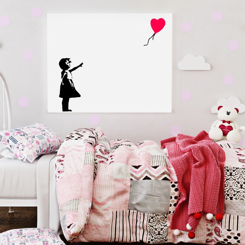 Banksy Girl With The Red Balloon Wall Decal Bansky Street Art Graffiti Air Ballon Vinyl Sticker For Wall Design Of Red Baloon Teen image 9