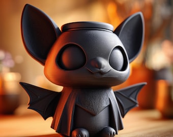 Fledermaus-Urne mit Deckel | 3D Gedruckter Haustier-Asche-Aufbewahrungsbehälter für Gothic-Regaldekor und Halloween-Erinnerungsanzeige