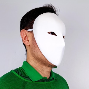 Mascarilla facial en blanco / Máscara de cosplay minimalista / Máscara de disfraz blanca o colorida / Máscara impresa en 3D para Halloween y eventos imagen 9