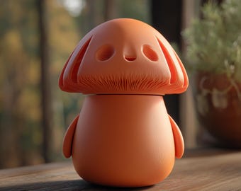 Pilz-Gedächtnis-Urne mit Deckel | 3D Gedruckter Haustier-Asche-Andenken-Behälter für Woodland Shelf Decor Tribute Geschenk und Erinnerung Display