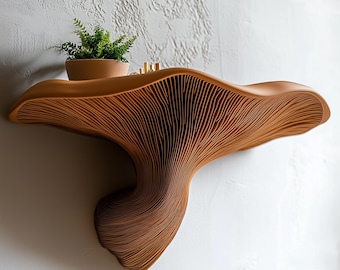 Fungi Floating Wall Shelf | 3D Printed Mushroom Organic Wall Decor | Nature Inspired Home Accent Modern Wall Mounted Shelf | Aesthetic Decor