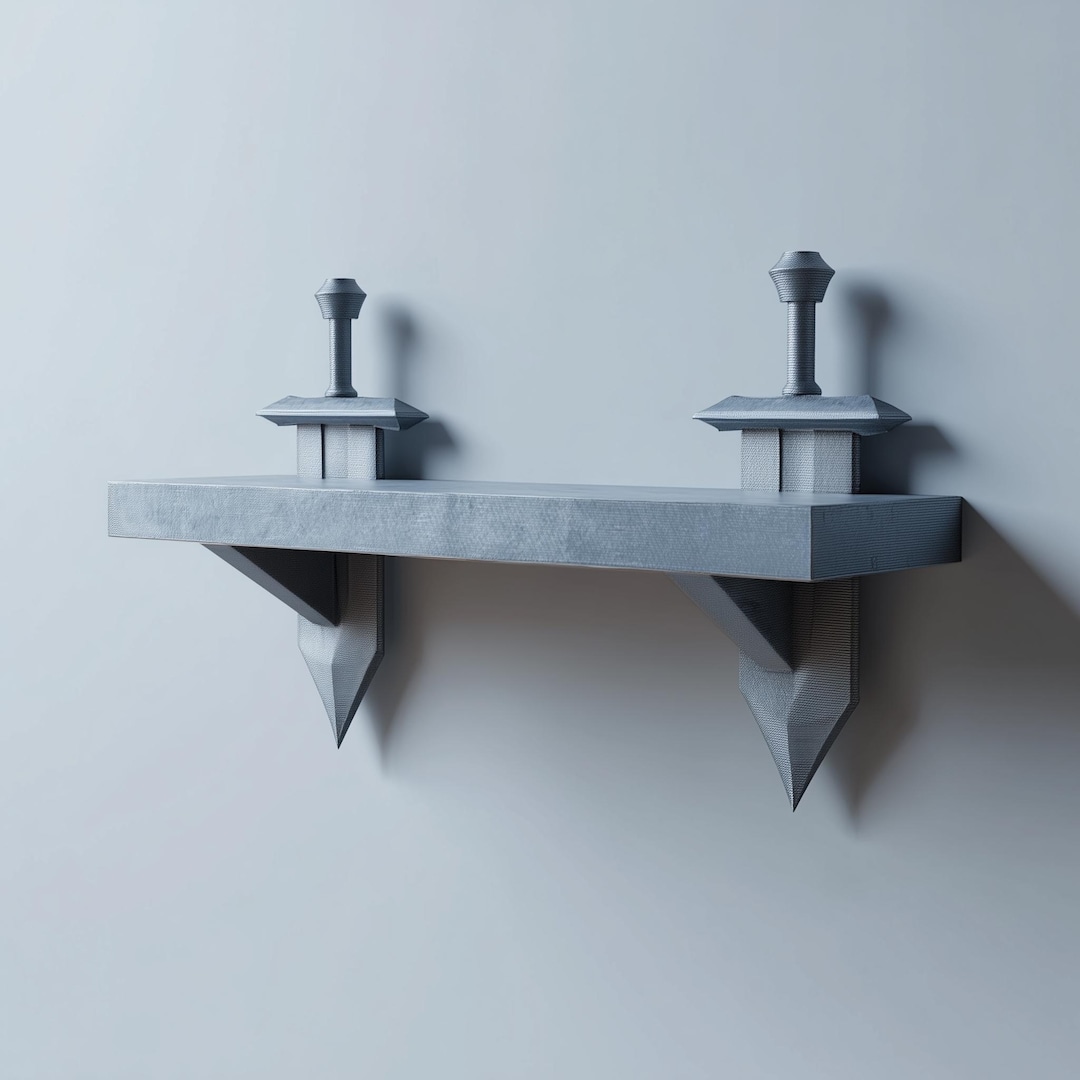 3D Printed Fantasy Sword Wall Shelf | Minimal Floating Ledge With ...