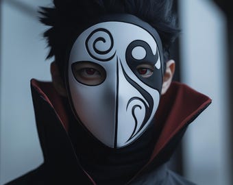 Anime Inspired Cosplay Mask | Swirl Design Fantasy Costume Masks | Conventions Photoshoots Halloween, Roleplay | 3D Printed Mask for Fans