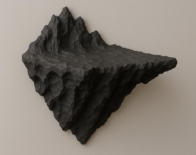 Mountain Wall Shelf | 3D Printed Floating Shelf | Volcanic Rock Decor | Adventure-Themed Shelf | Geometric Rock Shelf | Nature Inspired Art