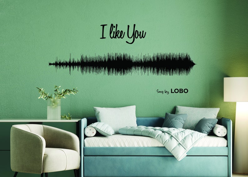 Sound Wave Art Wall Sticker - Personalised Soundwave Voice Decal - Personalized Favourite Song Music Wall Decal Living Room Bedroom Decor bild 9