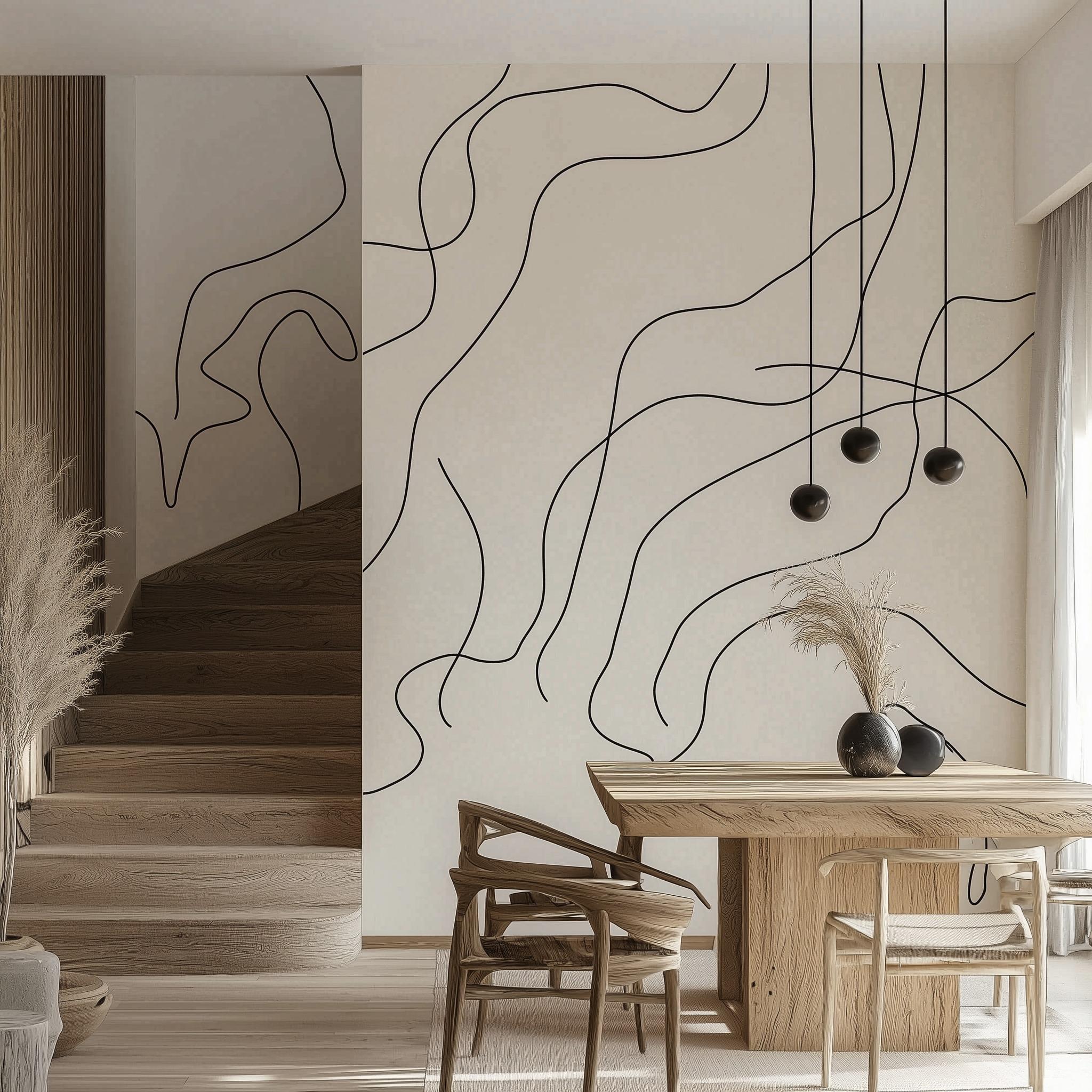 Minimalist Boho Stripe Wall Decal | Abstract Line Art Wall Stickers ...