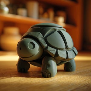 Schildkröten-Urne mit Deckel | 3D Gedruckt Haustier Asche Andenken Behälter für Schildkröte Erinnerung Regal Dekor Tribut Geschenk und Display Akzent