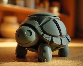 Schildkröten-Urne mit Deckel | 3D Gedruckt Haustier Asche Andenken Behälter für Schildkröte Erinnerung Regal Dekor Tribut Geschenk und Display Akzent