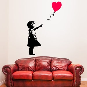 Banksy Girl With The Red Balloon Wall Decal Bansky Street Art Graffiti Air Ballon Vinyl Sticker For Wall Design Of Red Baloon Teen image 8