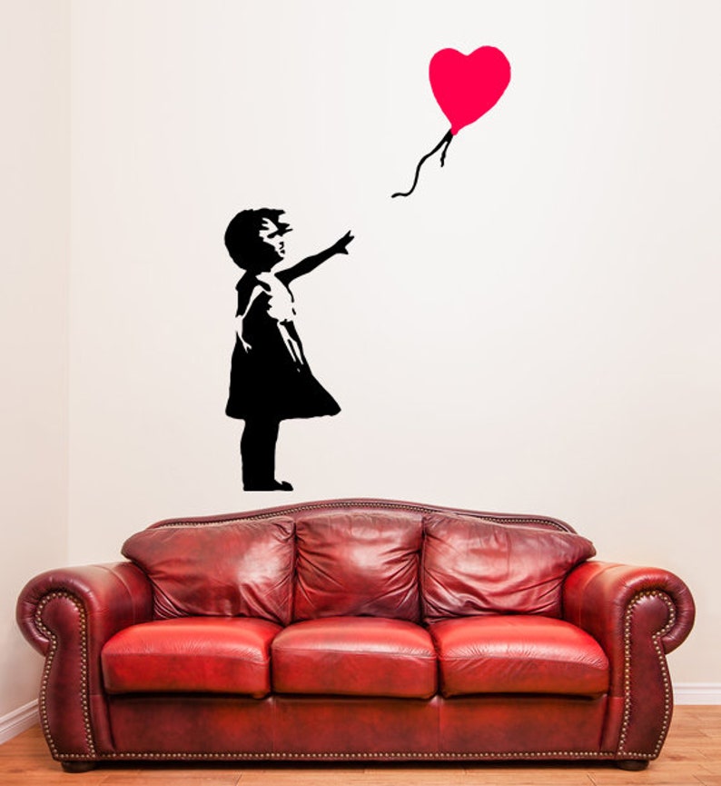 Banksy Girl With The Red Balloon Wall Decal Bansky Street Art Graffiti Air Ballon Vinyl Sticker For Wall Design Of Red Baloon Teen image 8