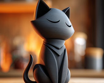 Ruhende Katze-Urne mit Deckel | 3D Gedruckter Haustier-Asche-Andenken-Behälter für Katzen-Erinnerungs-Regal-Dekor und Tribut-Ausstellung