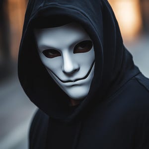 Smiling Phantom Mask | Creepy Halloween Mask | 3D Printed Anonymous Cosplay Mask | Horror Villain  Sinister Masquerade Mask Stealth Assassin