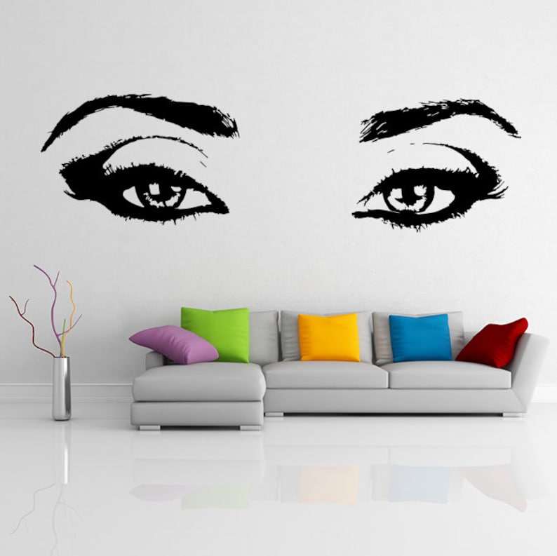 Woman Eyes Sticker Bedroom Wall Decor for Women - Female Eye Lash ...