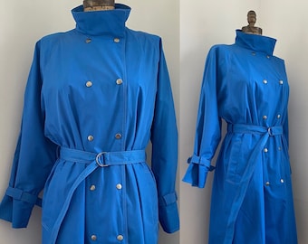 Pauline Trigere vintage 1980s blue trench coat