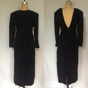 Ann Taylor Vintage 80s Black Suede dress w/ open V back