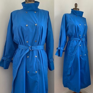 Pauline Trigere vintage 1980s blue trench coat