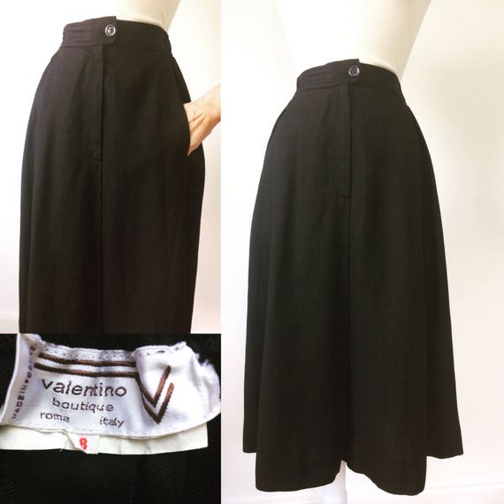 Valentino Black linen button down vintage skirt w… - image 5