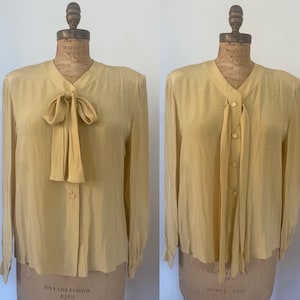Valentino Vintage 1970s silk tie neck blouse