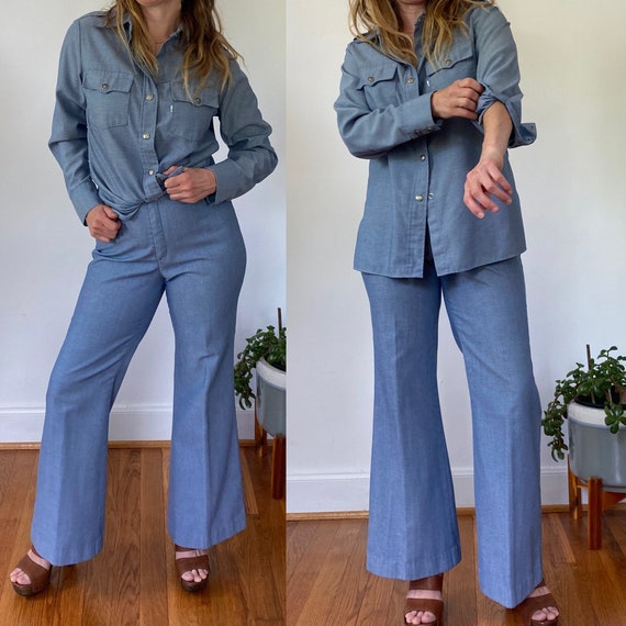 1970s Vintage Levis Denim Chambray Womens Pant Suit Etsy UK