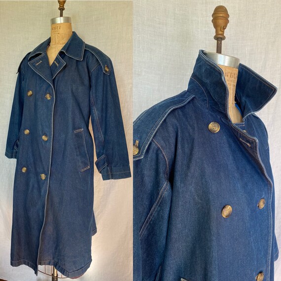 Vintage 1980's Denim Trenchcoat Duster Womens's Ev