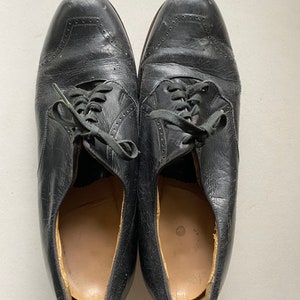 1930s Black Leather Lace up Shoes With Stitching Details - Etsy