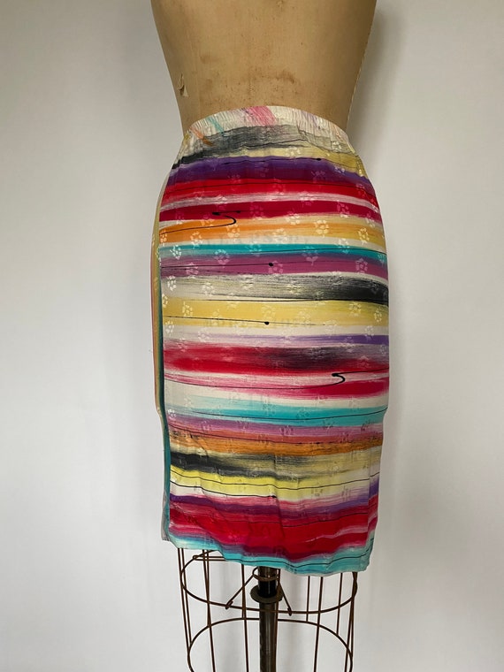 1980s silk skirt new wave abstract pattern - image 3