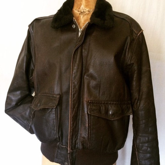 Vintage aviator brown steer hide bomber jacket - image 5