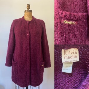 Krizia Maglia vintage 1970&#39;s mohair cardigan with Tiger
