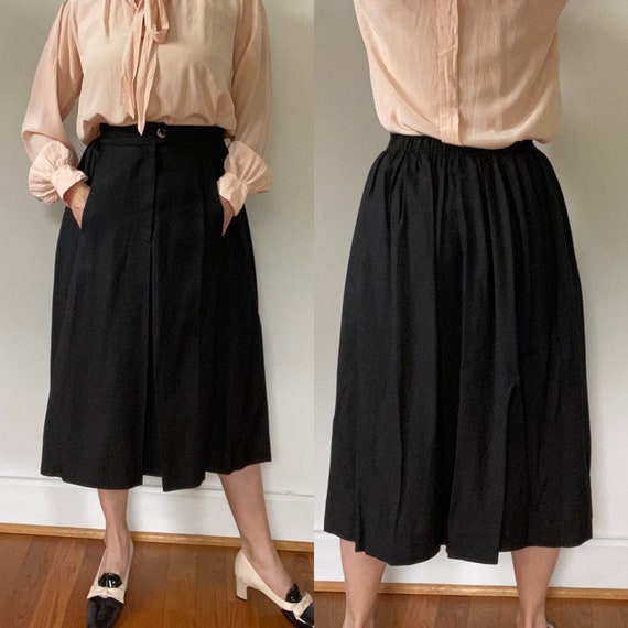 Valentino Black linen button down vintage skirt w… - image 1