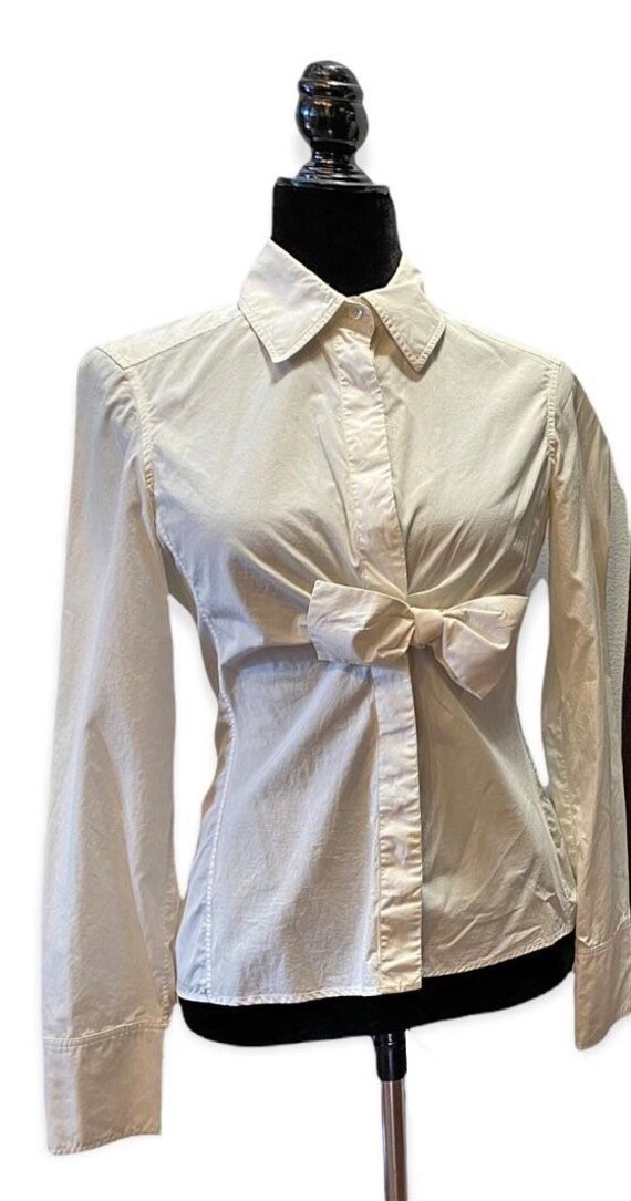 トップス Gucci vintage bow ribbon tie top Gucci Vintage Y2k/90s White Cotton Blouse W Bow - Etsy