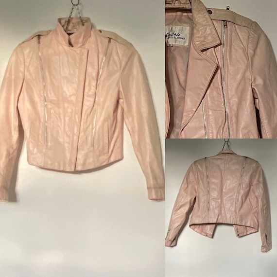 Vintage 1980s New Wave Punk Pink Leather Motorcyc… - image 1