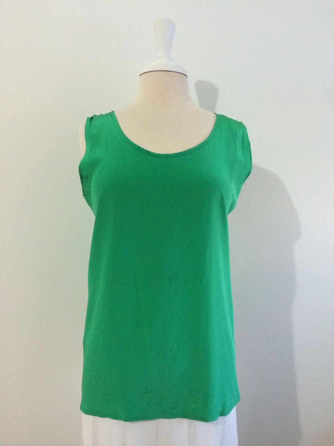 Vintage Silk Sleeveless Chartreuse/ Bright Green Top Size L - Etsy