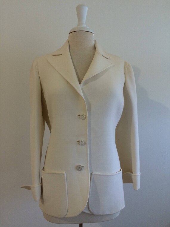 Mila Schon Due Vintage White Wool Blazer/Jacket - image 3