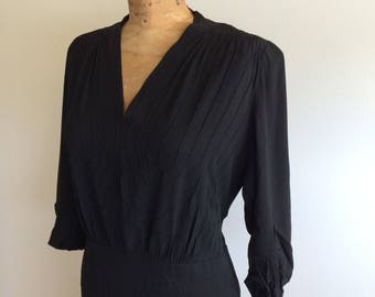 1940s black crepe dress w/ nice details