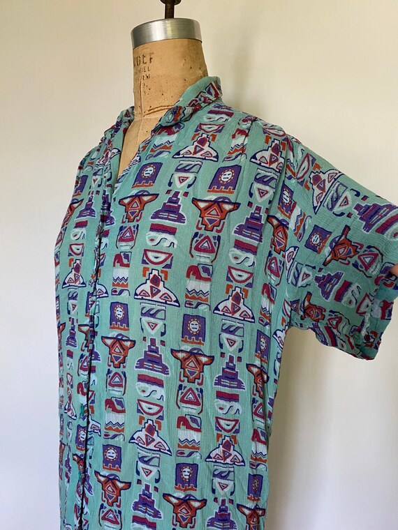 Vintage Rayon Indian Mu Mu Caftan dress with pock… - image 7