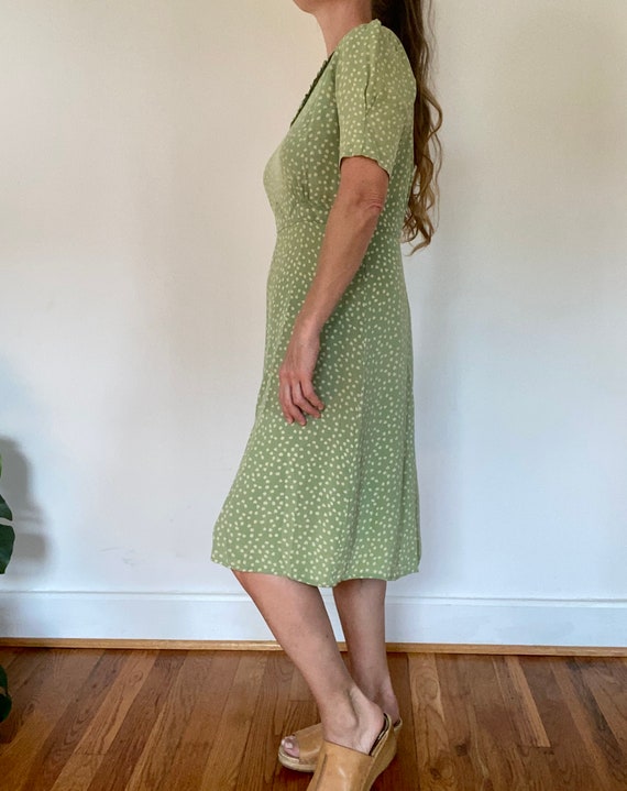 1940s green/white polka dot day dress - image 3